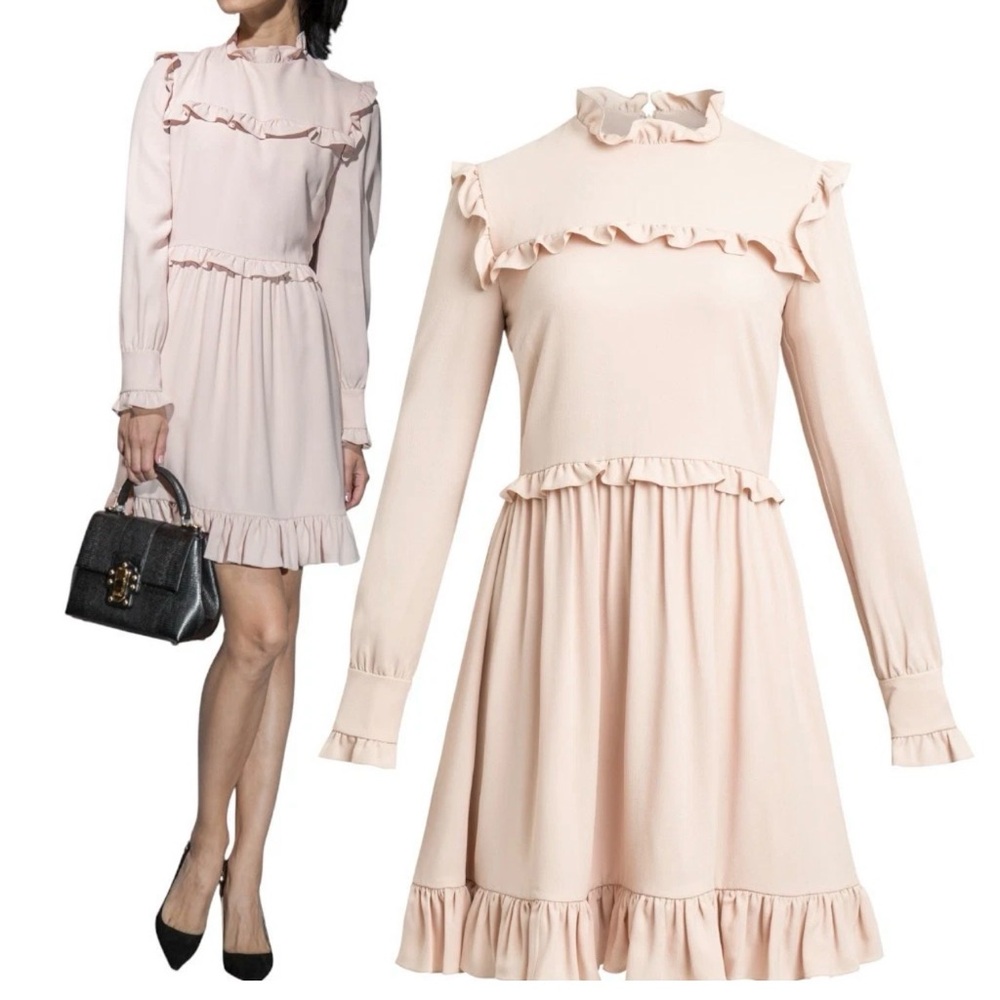 Christian Dior Dress Blush Ruffle size 6 Galliano Era 2007 Vintage Runway